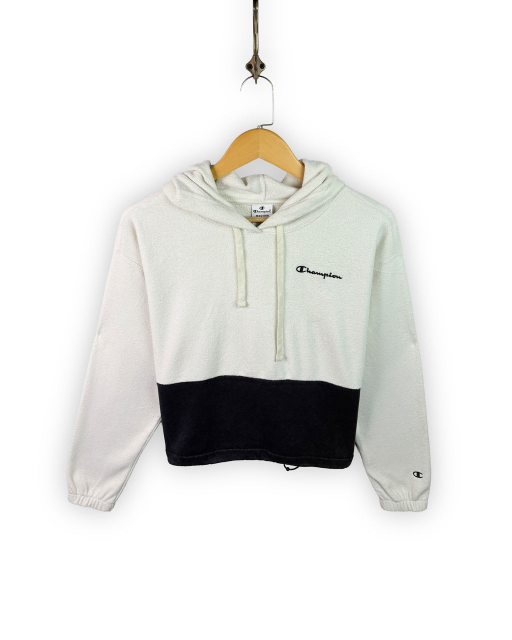 CHAMPION CROPPED FLEECE HOODIE - L